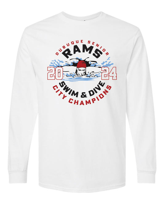 2400- SENIOR SWIM CITY CHAMPS White Ultra Cotton® Long Sleeve T-Shirt