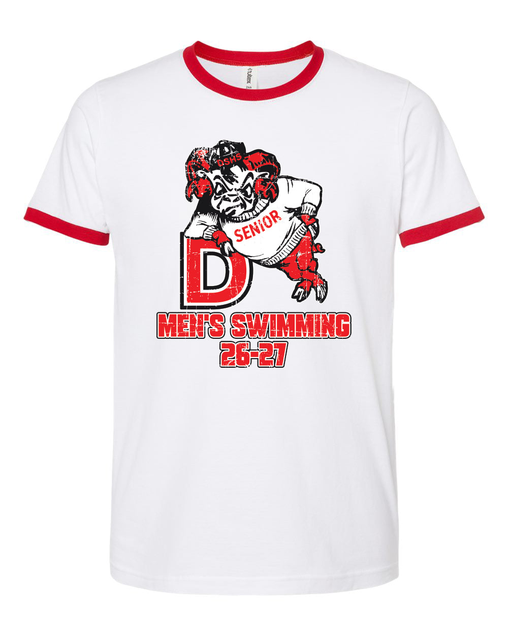 246- DBQ SENIOR MEN'S SWIM Tultex - Fine Jersey Ringer T-Shirt