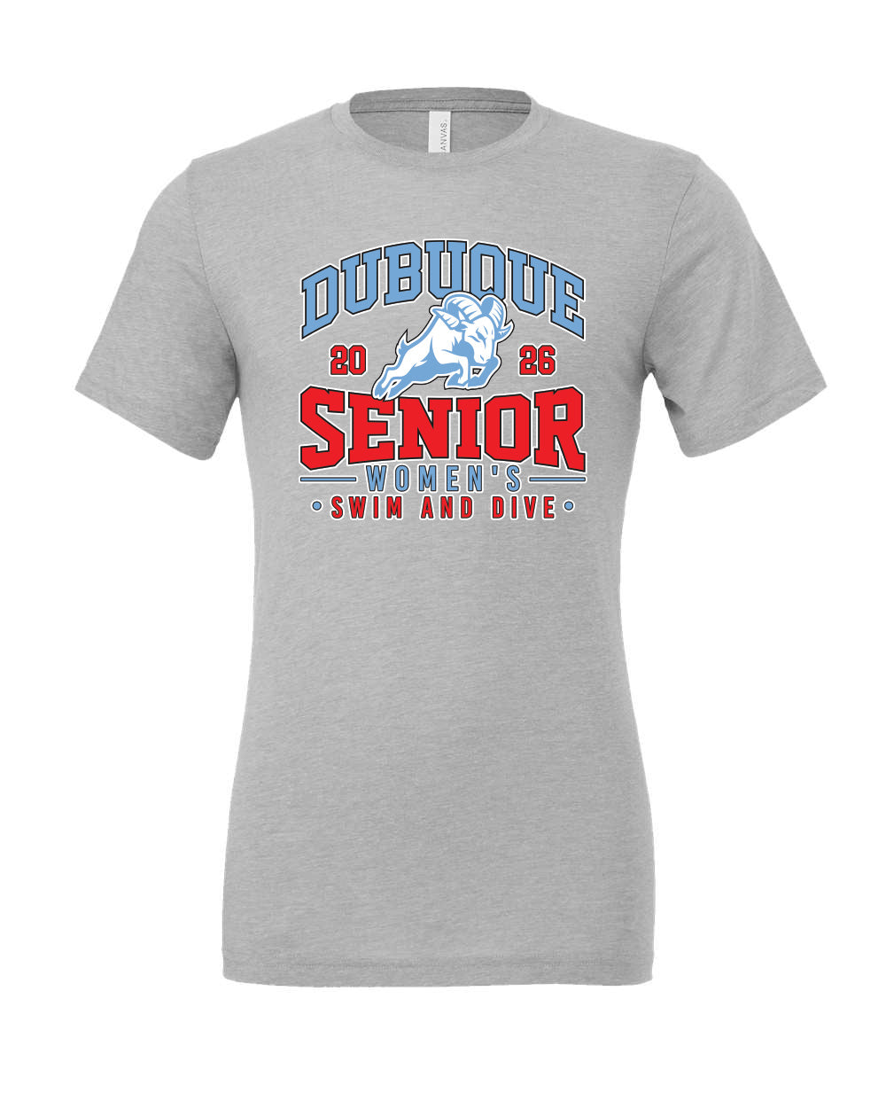 3413- DBQ SENIOR SWIM RAM HEAD Triblend Tee