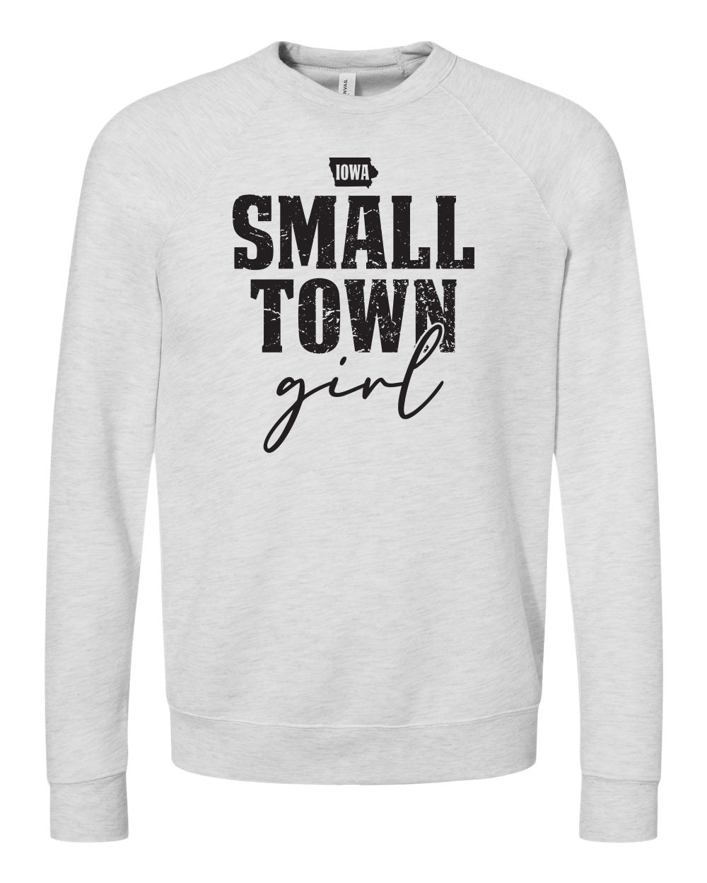 3901- IOWA SMALL TOWN GIRL Sponge Fleece Raglan Crewneck Sweatshirt