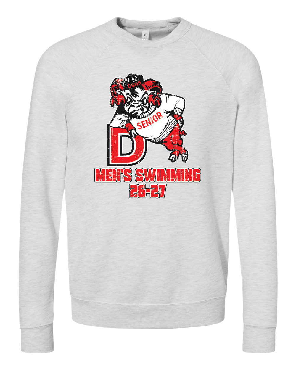 3901- DBQ SENIOR MEN'S SWIM BELLA + CANVAS - Sponge Fleece Raglan Crewneck Sweatshirt