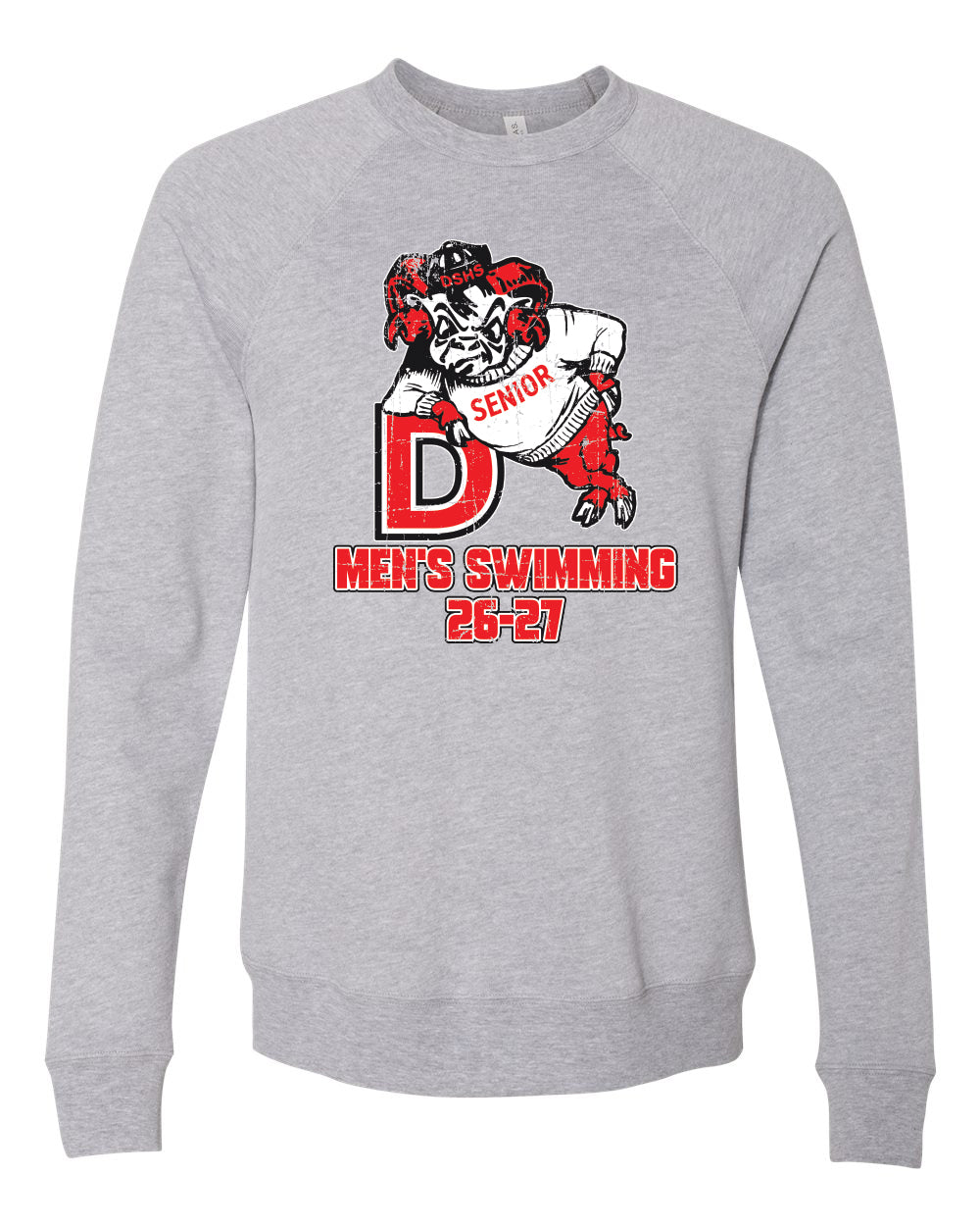 3901- DBQ SENIOR MEN'S SWIM BELLA + CANVAS - Sponge Fleece Raglan Crewneck Sweatshirt