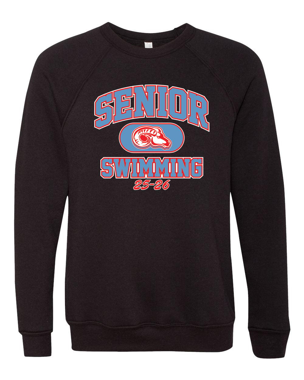 3901- DBQ SENIOR MEN'S SWIM BELLA + CANVAS - Sponge Fleece Raglan Crewneck Sweatshirt