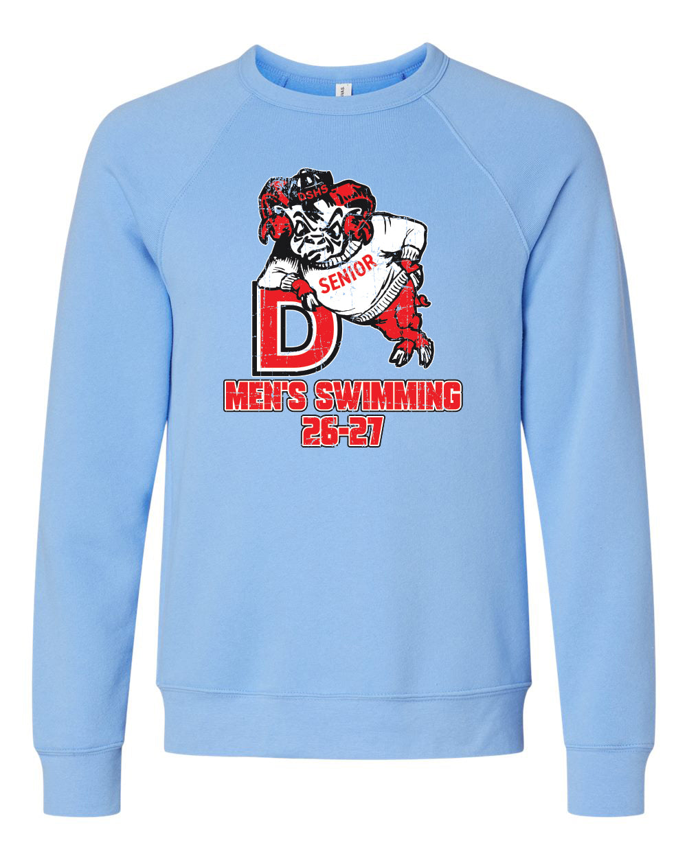 3901- DBQ SENIOR MEN'S SWIM BELLA + CANVAS - Sponge Fleece Raglan Crewneck Sweatshirt