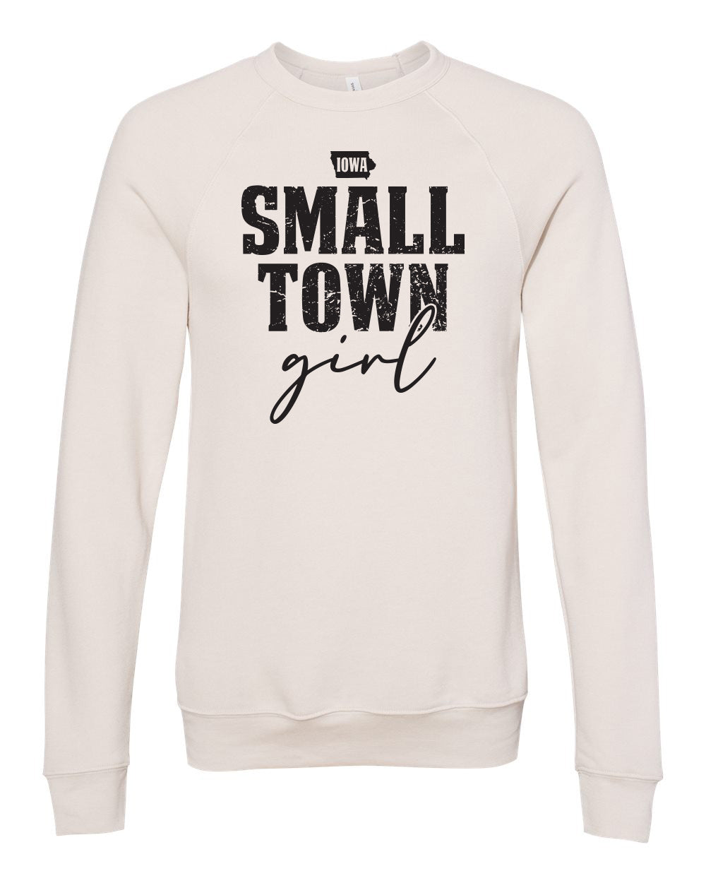 3901- IOWA SMALL TOWN GIRL Sponge Fleece Raglan Crewneck Sweatshirt