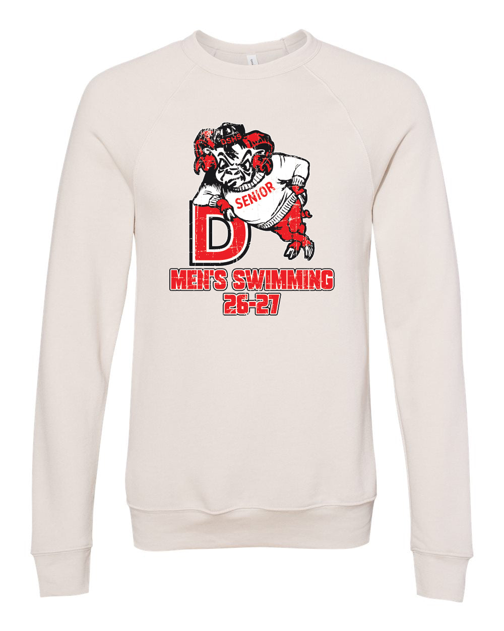 3901- DBQ SENIOR MEN'S SWIM BELLA + CANVAS - Sponge Fleece Raglan Crewneck Sweatshirt