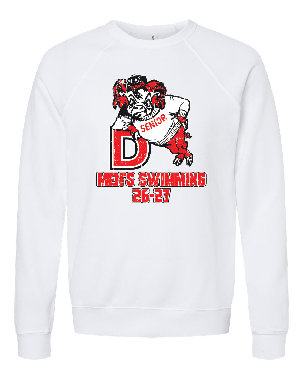 3901- DBQ SENIOR MEN'S SWIM BELLA + CANVAS - Sponge Fleece Raglan Crewneck Sweatshirt