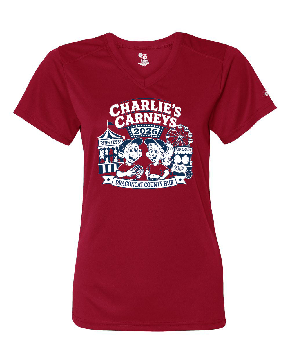 4162- CHARLIES DRAGON CATS Women’s B-Core V-Neck T-Shirt
