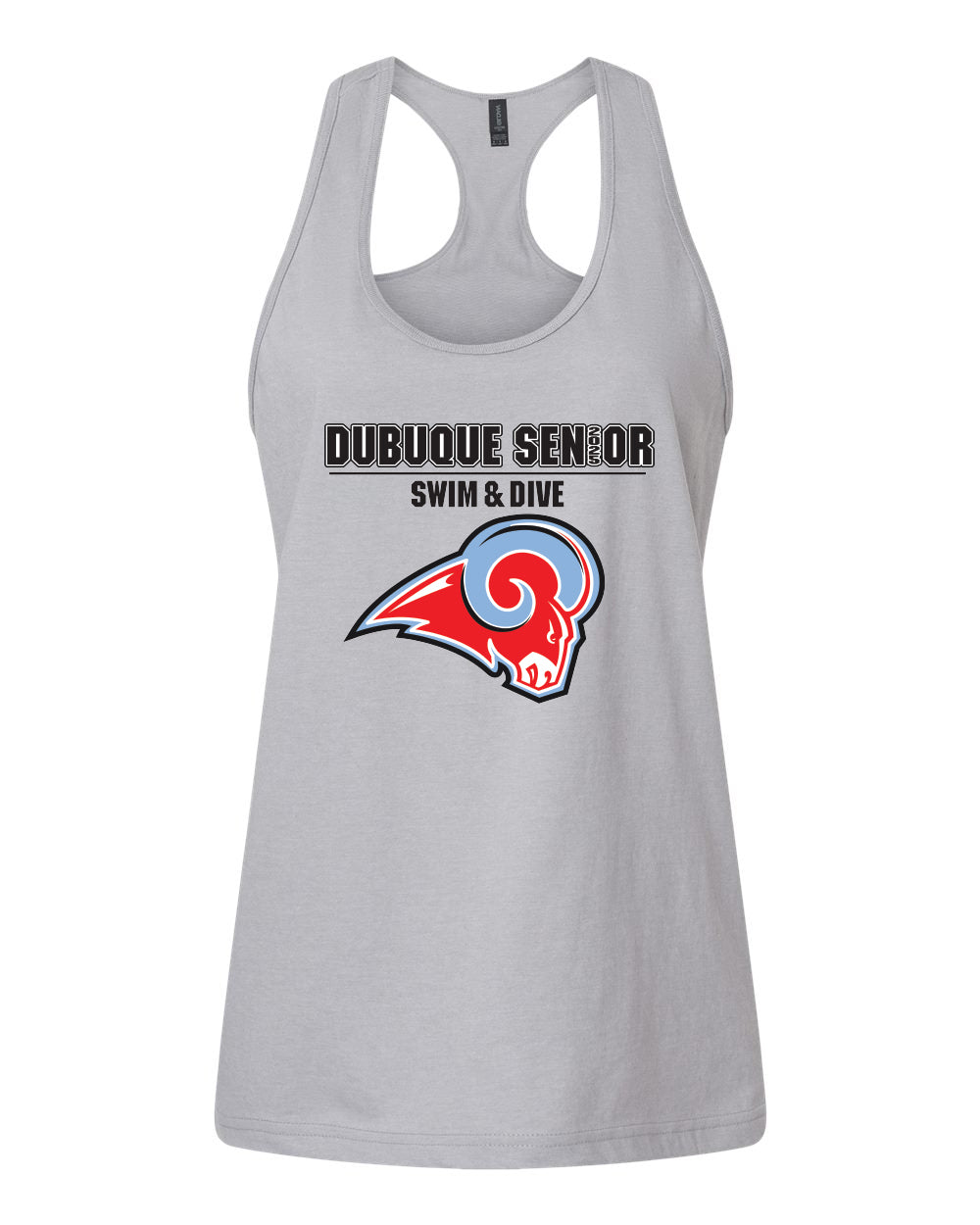 64220LCVC- DBQ SENIOR SWIM RAM HEAD Women's Racerback Tank Top