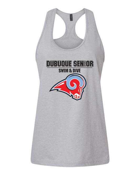 64220LCVC- DBQ SENIOR SWIM RAM HEAD Women's Racerback Tank Top