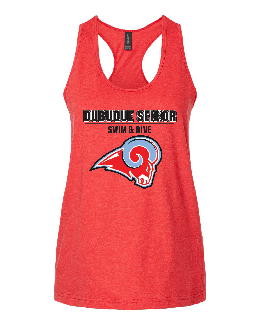 64220LCVC- DBQ SENIOR SWIM RAM HEAD Women's Racerback Tank Top