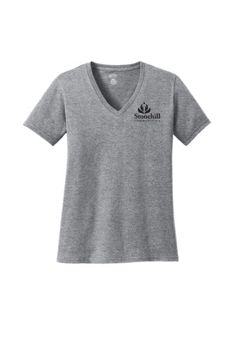 LPC54V- STONEHILL Port & Company® Ladies Core Cotton V-Neck Tee