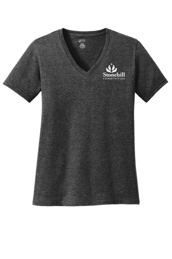 LPC54V- STONEHILL Port & Company® Ladies Core Cotton V-Neck Tee