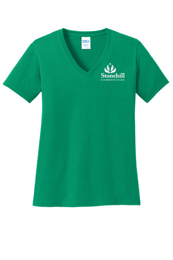 LPC54V- STONEHILL Port & Company® Ladies Core Cotton V-Neck Tee