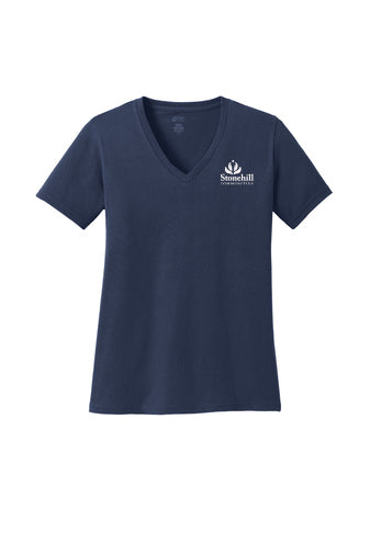 LPC54V- STONEHILL Port & Company® Ladies Core Cotton V-Neck Tee