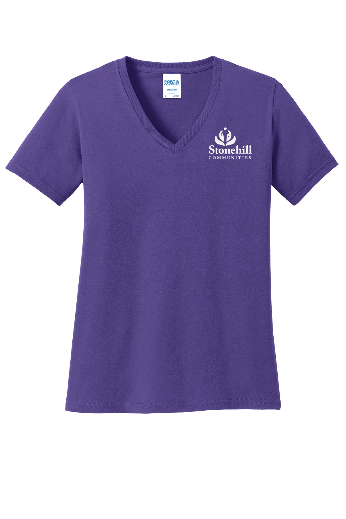 LPC54V- STONEHILL Port & Company® Ladies Core Cotton V-Neck Tee