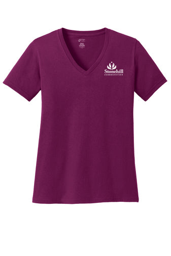 LPC54V- STONEHILL Port & Company® Ladies Core Cotton V-Neck Tee