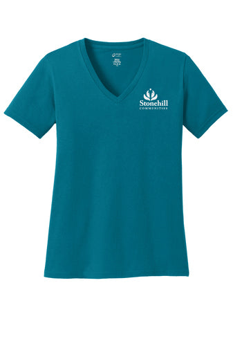 LPC54V- STONEHILL Port & Company® Ladies Core Cotton V-Neck Tee