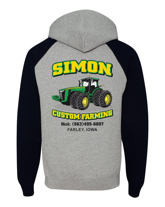 96CR- SIMON CUSTOM FARMING Nublend® Colorblocked Raglan Hooded Sweatshirt