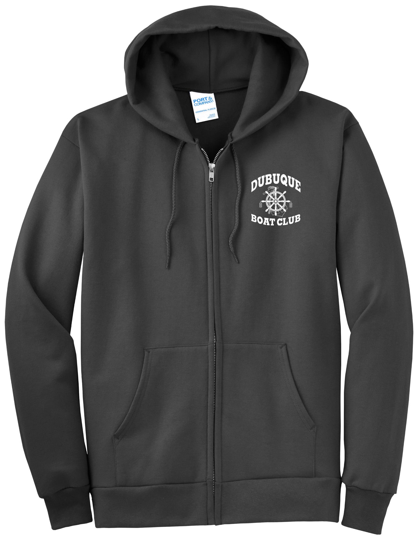 PC90ZHT- DBQ BOAT CLUB Port & Company® TALL Essential Fleece Full-Zip Hooded Sweatshirt