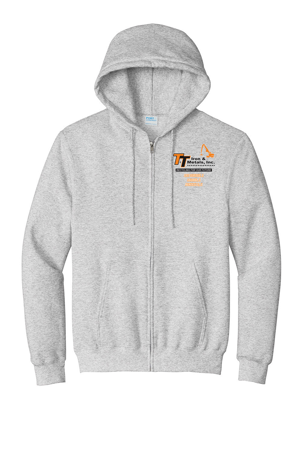 PC90ZH - T&T Port & Company® Essential Fleece Full-Zip Hooded Sweatshirt