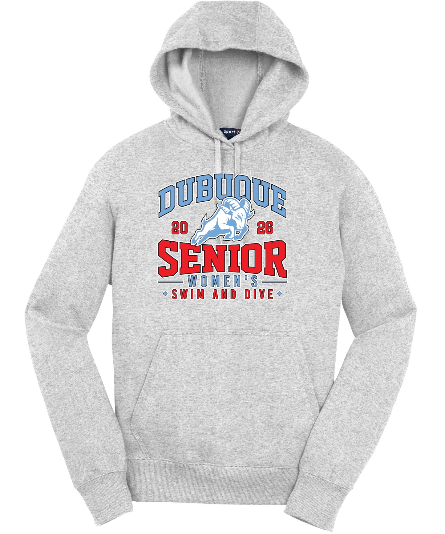 ST254- DBQ SENIOR SWIM RAM HEAD Sport-Tek® Pullover Hooded Sweatshirt
