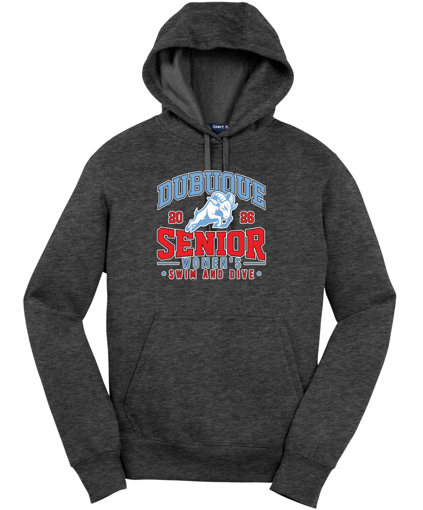 ST254- DBQ SENIOR SWIM RAM HEAD Sport-Tek® Pullover Hooded Sweatshirt