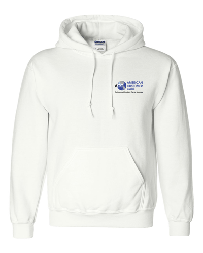 12500- American Customer Care White DryBlend Hooded Sweatshirt