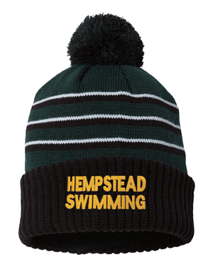 134- HEMPSTEAD SWIMMING Richardson - Stripe Pom Beanie With Cuff