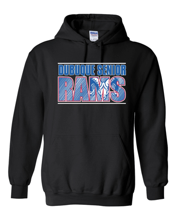 18500- DBQ SENIOR RAMS Black Gildan - Heavy Blend™ Hooded Sweatshirt