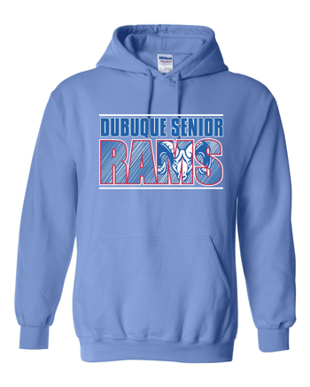 18500- DBQ SENIOR RAMS Carolina Blue Gildan - Heavy Blend™ Hooded Sweatshirt