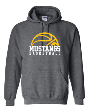 18500- MUSTANG BASKETBALL Dk Heather Heavy Blend™ Hooded Sweatshirt