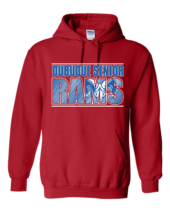 18500- DBQ SENIOR RAMS Red Gildan - Heavy Blend™ Hooded Sweatshirt