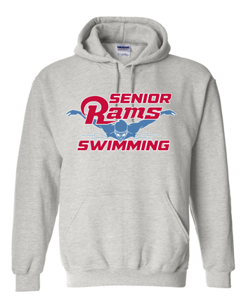18500- DBQ SENIOR MEN'S SWIMMING Ash Heavy Blend™ Hooded Sweatshirt