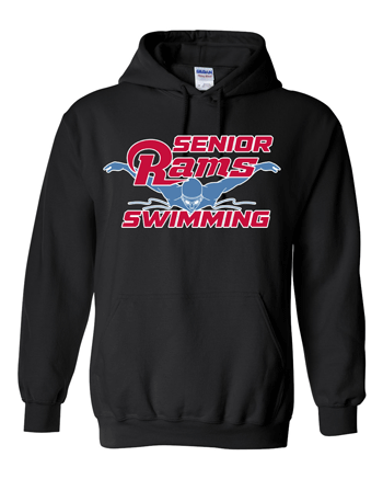 18500- DBQ SENIOR MEN'S SWIMMING Black Heavy Blend™ Hooded Sweatshirt