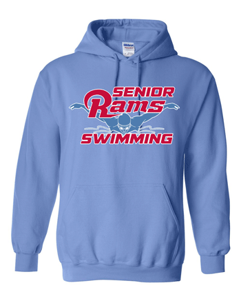 18500- DBQ SENIOR MEN'S SWIMMING Carolina Blue Heavy Blend™ Hooded Sweatshirt