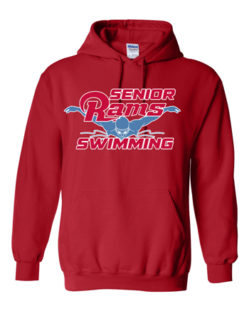 18500- DBQ SENIOR MEN'S SWIMMING Red Heavy Blend™ Hooded Sweatshirt
