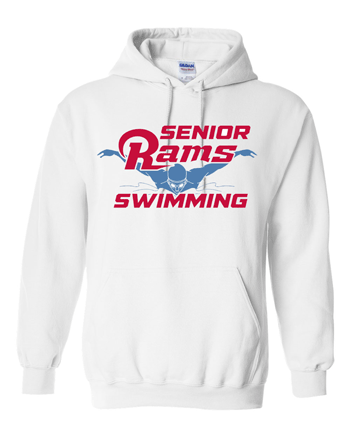 18500- DBQ SENIOR MEN'S SWIMMING White Heavy Blend™ Hooded Sweatshirt
