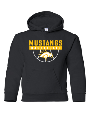18500B- MUSTANG BASKETBALL Black Heavy Blend™ Youth Hooded Sweatshirt