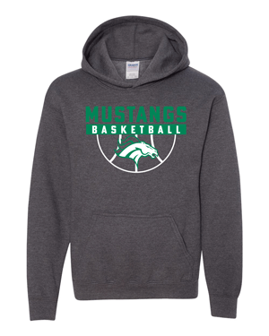18500B- MUSTANG BASKETBALL Dk Heather Heavy Blend™ Youth Hooded Sweatshirt