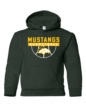 18500B- MUSTANG BASKETBALL Forest Heavy Blend™ Youth Hooded Sweatshirt
