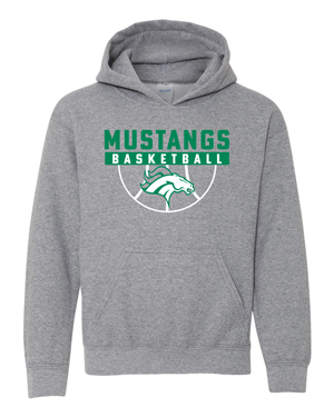 18500B- MUSTANG BASKETBALL Graphite Heavy Blend™ Youth Hooded Sweatshirt