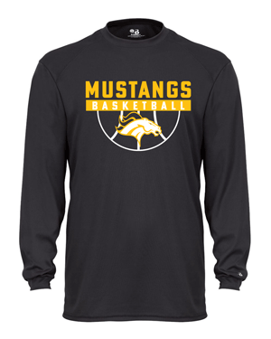 2104- MUSTANG BASKETBALL Black Youth B-Core Long Sleeve T-Shirt