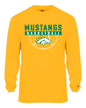 2104- MUSTANG BASKETBALL Gold Youth B-Core Long Sleeve T-Shirt