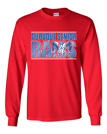 2400- DBQ SENIOR RAMS Red Gildan - Ultra Cotton® Long Sleeve T-Shirt