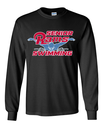 2400- DBQ SENIOR MEN'S SWIMMING Black Ultra Cotton® Long Sleeve T-Shirt