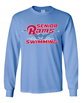 2400- DBQ SENIOR MEN'S SWIMMING Carolina Blue Ultra Cotton® Long Sleeve T-Shirt