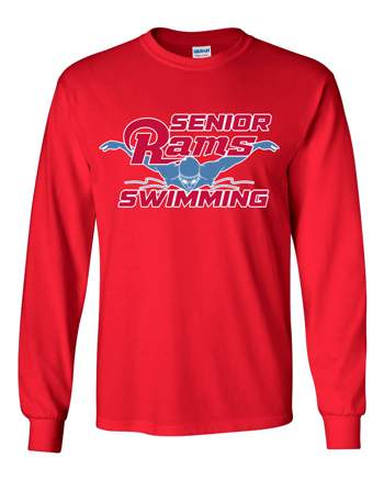 2400- DBQ SENIOR MEN'S SWIMMING Red Ultra Cotton® Long Sleeve T-Shirt