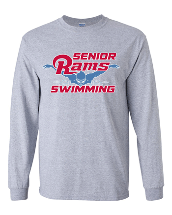 2400- DBQ SENIOR MEN'S SWIMMING Sport Grey Ultra Cotton® Long Sleeve T-Shirt