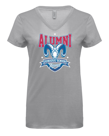 240RV- DBQ SENIOR ALUMNI Silver Threadfast Apparel Ladies' Liquid Jersey V-Neck T
